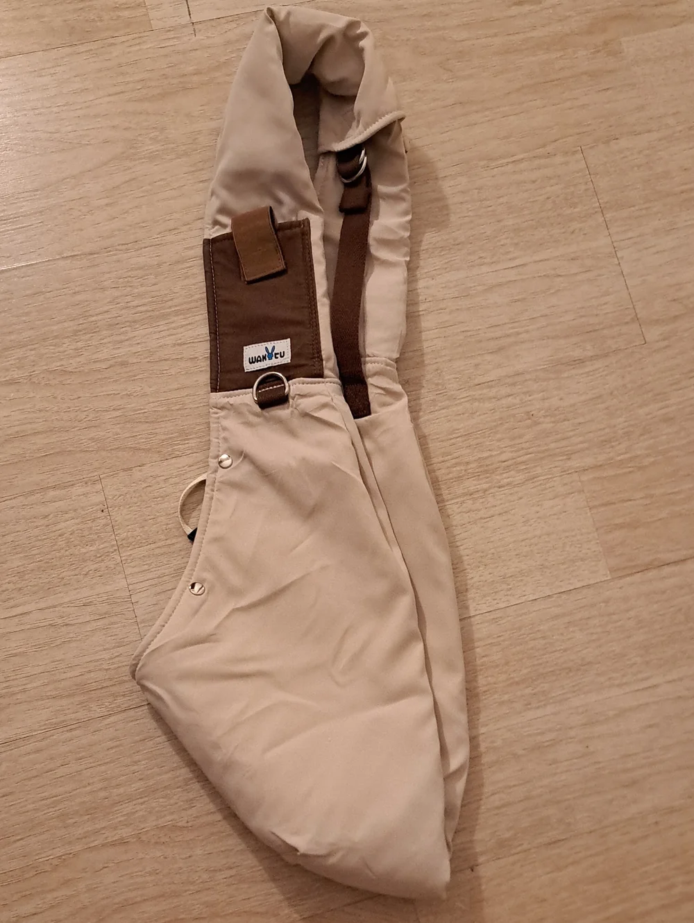 MAKYTU Beige Pet Sling Carrier with Brown Strap Small Dogs and Cats